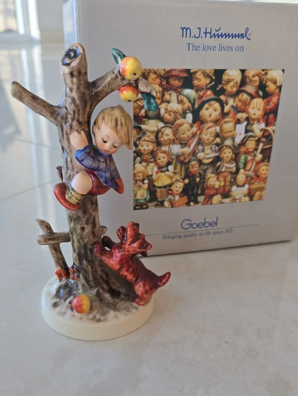 Set Of 2 Hummel Figurines - Out Of Danger and Culprits - Boy And Girl In Trees